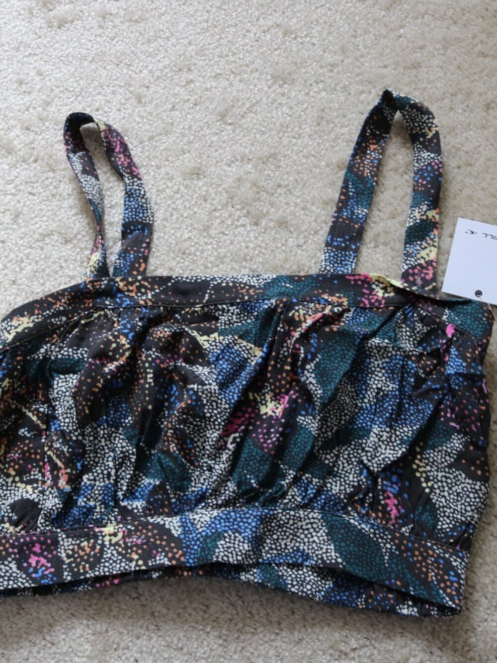 O'Neill Black Multi-Color Patterned Crop Top - Picture 1 of 3